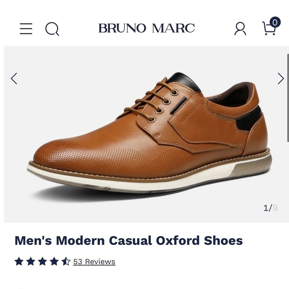 Bruno Marc Mens Modern Casual Oxford Shoes Brown Size 10.5W WIDE NEW